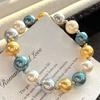 Retro Strong Light Round High Quality Artificial Crystal Pearl Morandi Color Bracelet Bracelet.