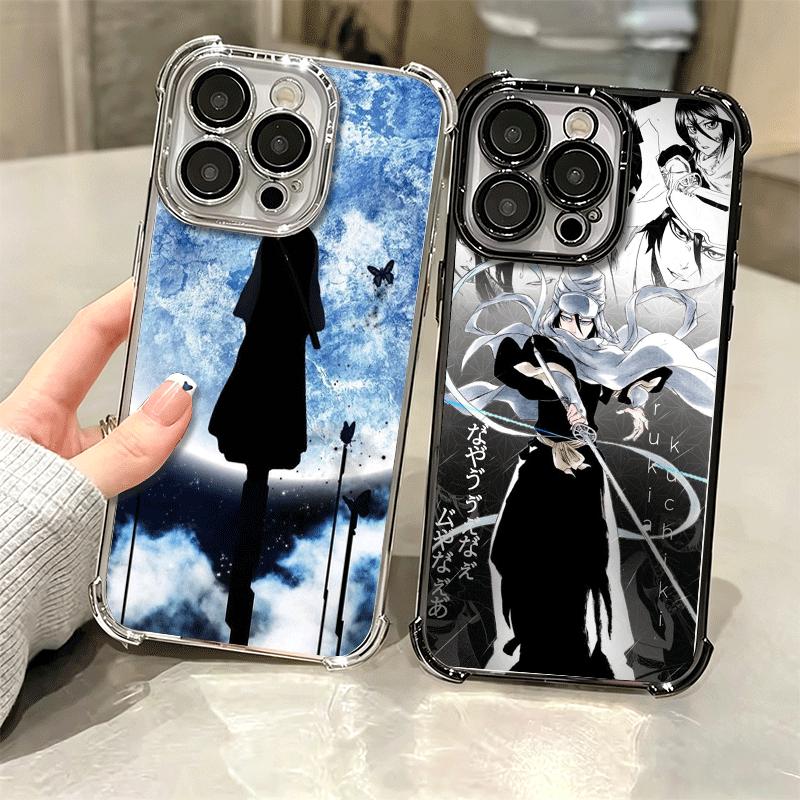 Bleach Kuchiki Rukia Plating Phone Case For Iphone 16 17 Pro Max Air 16E 14 15 Plus 12 13 Mini Anti-Fall Airabag Cover