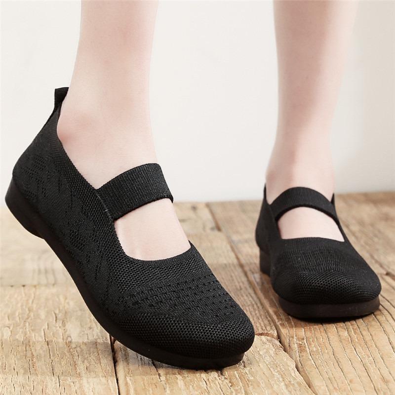 New old mother shoes women's walking shoes soft-soled cloth shoes woven breathable flat-soled work shoes women's shoes