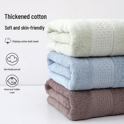 12-Color Pure Cotton Absorbent Bath Towel Set - No Lint, Quick Dry, Thick, Embroidered, Ideal for Home & Gift Use.