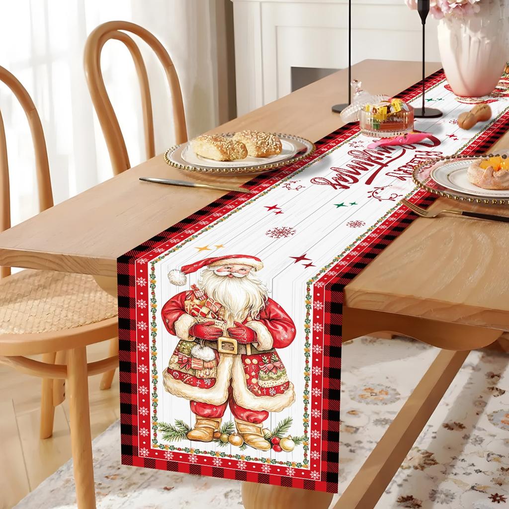 Christmas Linen Table Runner Merry Christmas Decoration for Home 2024 Xmas Party Decor Ornament Navidad Natal New Year Gift 2025