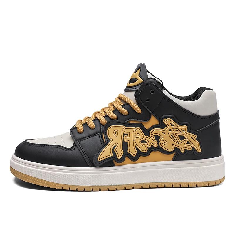 

Фіолетовий мультяшний чоловічий повсякденний кросівки модні високі туфлі чоловічі оригінальні кросівки для скейтбордингу чоловіче вуличне спортивне взуття 2025 39 жовтий