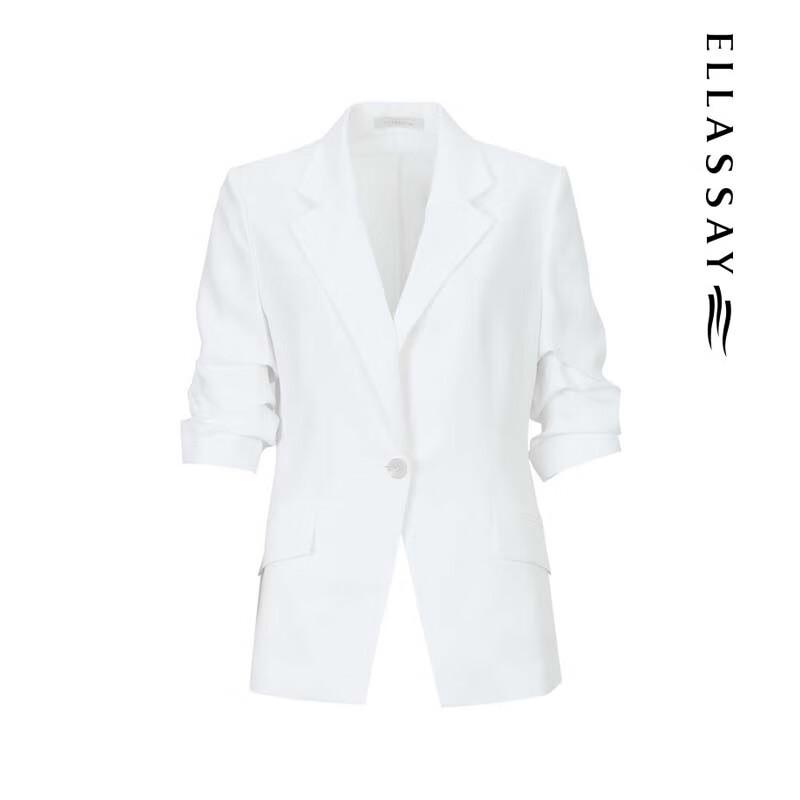 ELLASSAY Women's Pleated Slim-Fit Half-Sleeve Blazer