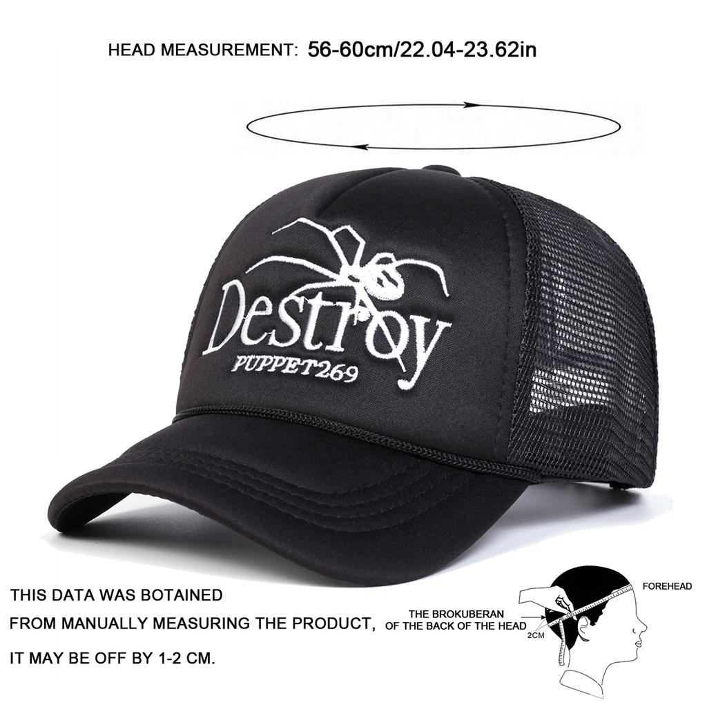 Unisex DESROY Spider Embroidery Baseball Net Caps Spring and Summer Outdoor Adjustable Casual Hats Sunscreen Hat