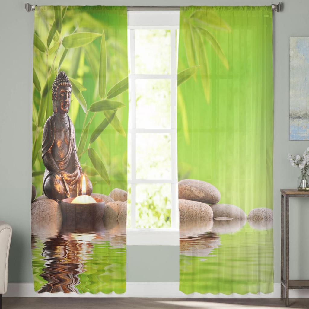 Perdele transparente pentru camera de zi Idol religios Suprafața apei Plant Dormitor Balcon Perdele Bucătărie Sufragerie Voile Perdele