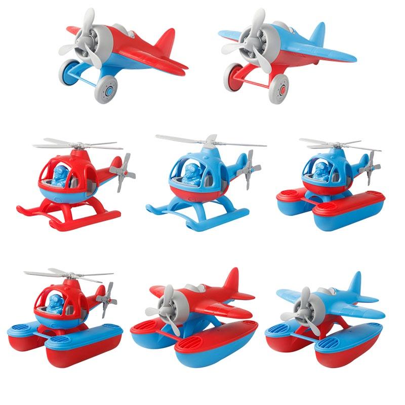 Durable Plastic Aircraft Model Toy Cartoon Beach Airplane Wwii Fighter Jet Helicopter Red/blue