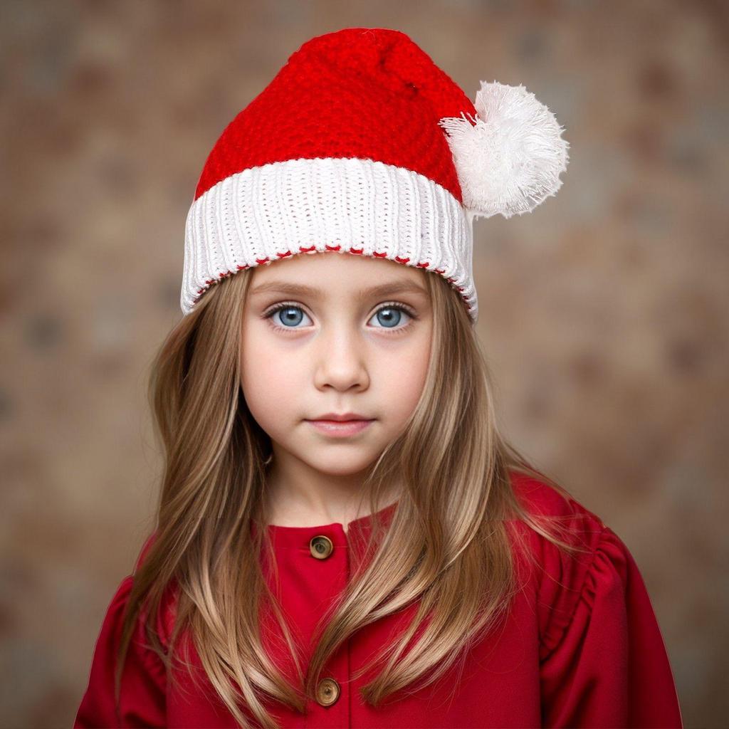 Winter Parent-Child Knitted Santa Hats – Warm Woolen Holiday Costume for Moms and Babies