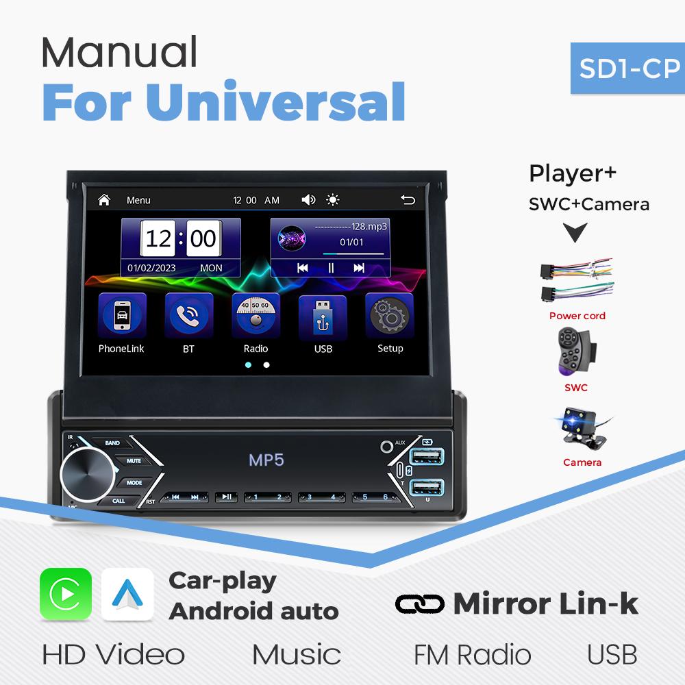 7 Inch Car Radio 1 Din MP5 Player Multimedia GPS CarPlay Android Auto Mirror Link Universal Autoradio For VW Hyundai Kia Toyota