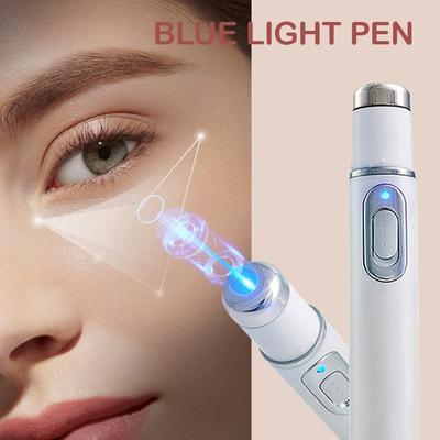 Blue Light Eye Massager Tool Anti-Acne Dark Circles Relief Vibration Facial Wand Calms Skin Reduces Puffiness Home Use