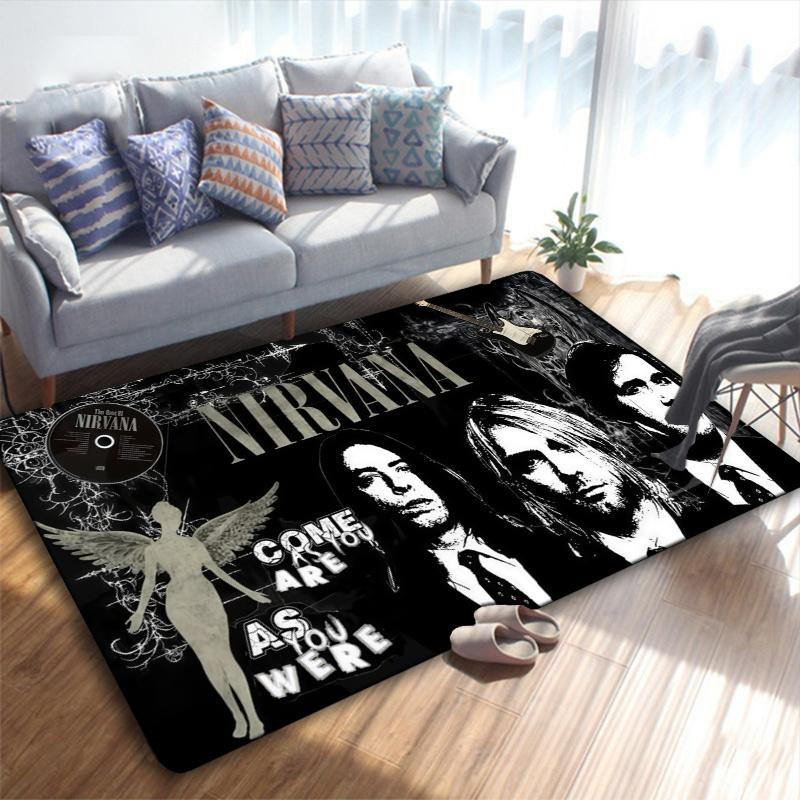 Nirvana Music Band Carpet Rug for Living Room Bedroom Home Sofa Decoration,Kids play Non-slip Floor Mat
