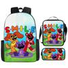 Poppyplaytime Mochila Escolar para Estudante Conjunto de Três Peças Mochila Bolsa Estojo