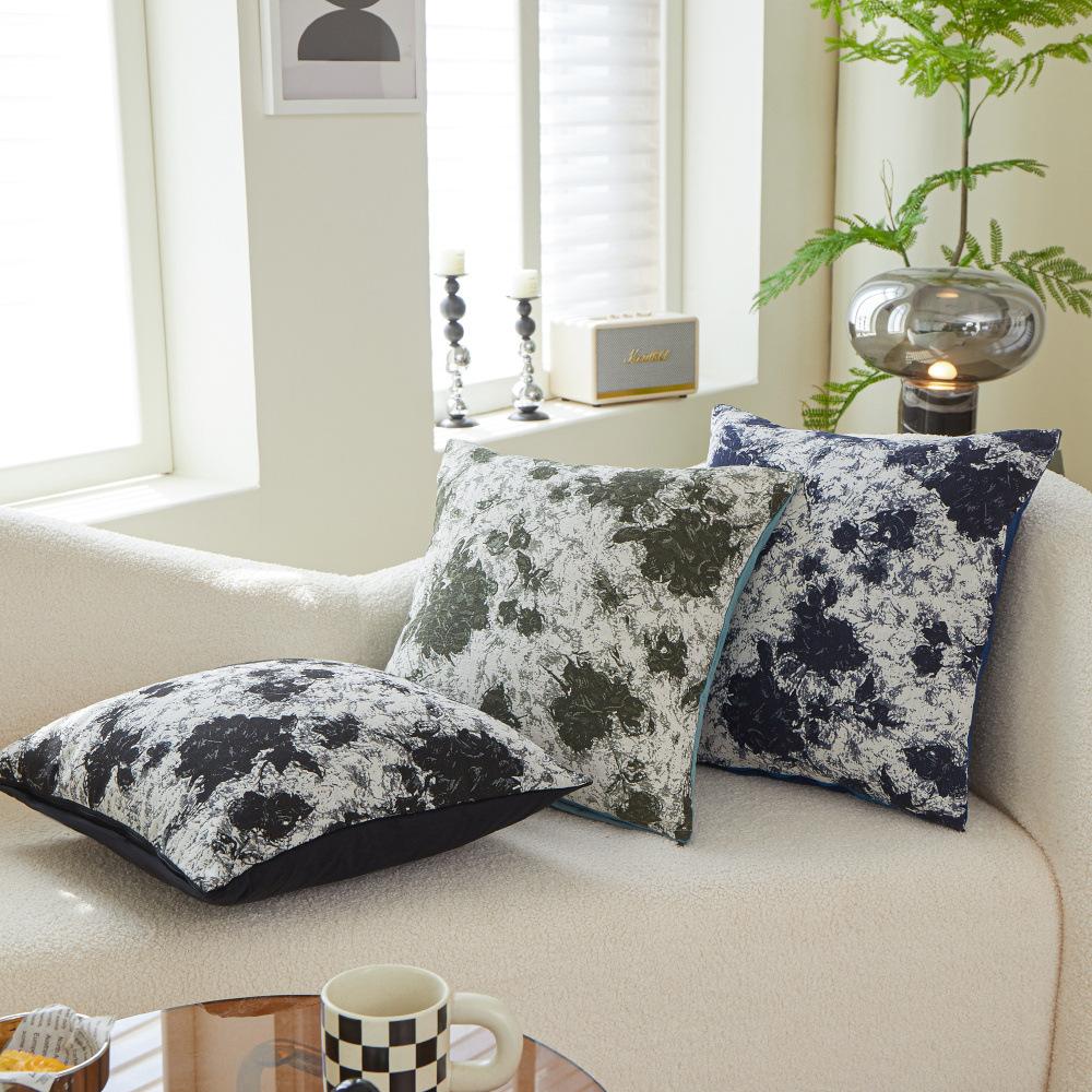 Polyester-cotton Yarn-dyed Jacquard Cushion Bedside Large Backrest Floral Sofa Pillow