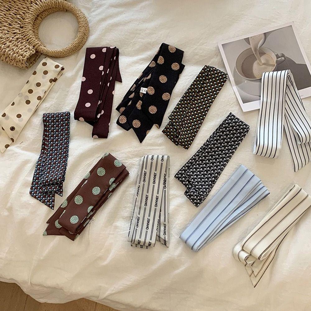 Korean Long Silk Scarf Summer Hair Band Fashion Bags Handle Decor For Women