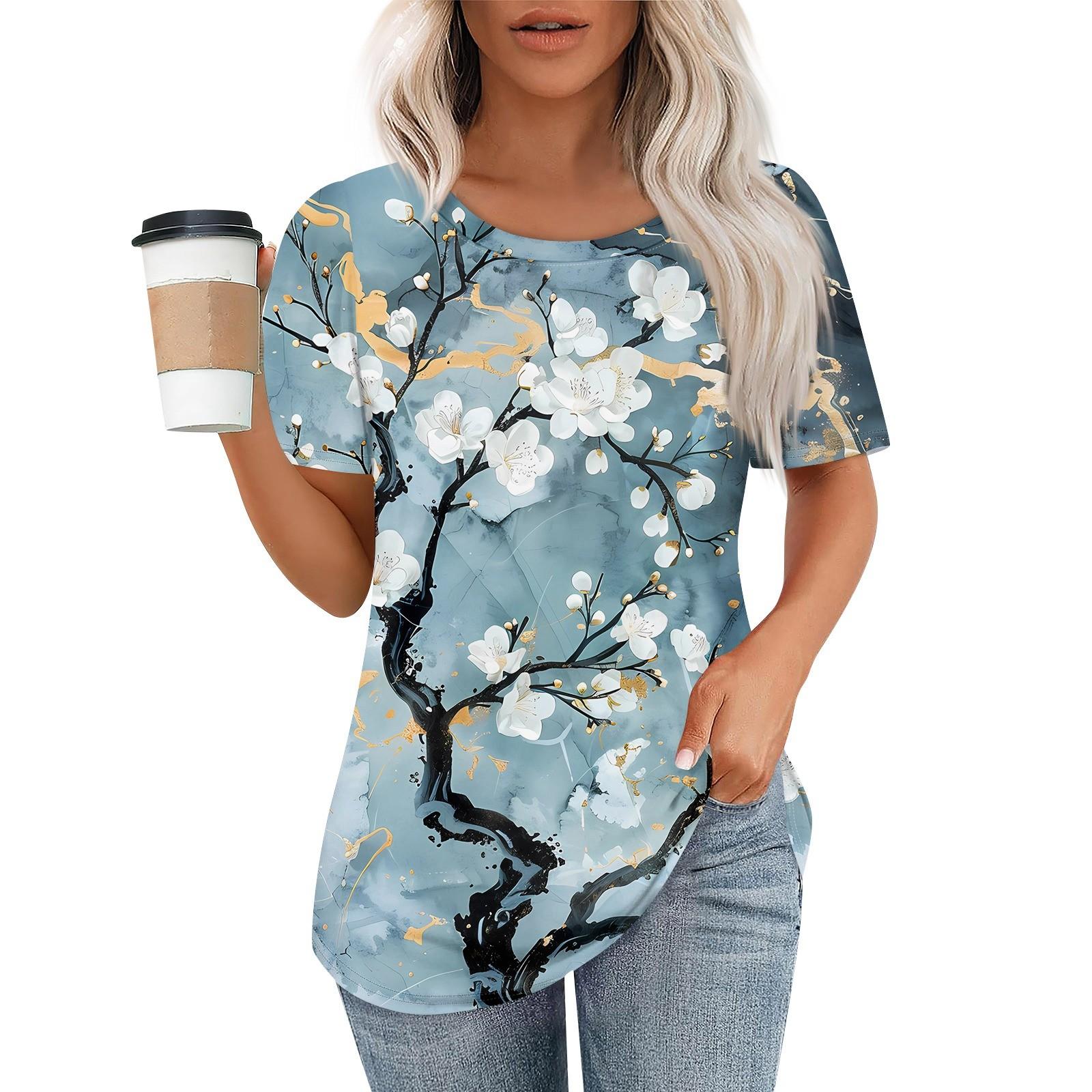 

Женский модный повседневный свитер с коротким рукавом и круглым вырезом L циан