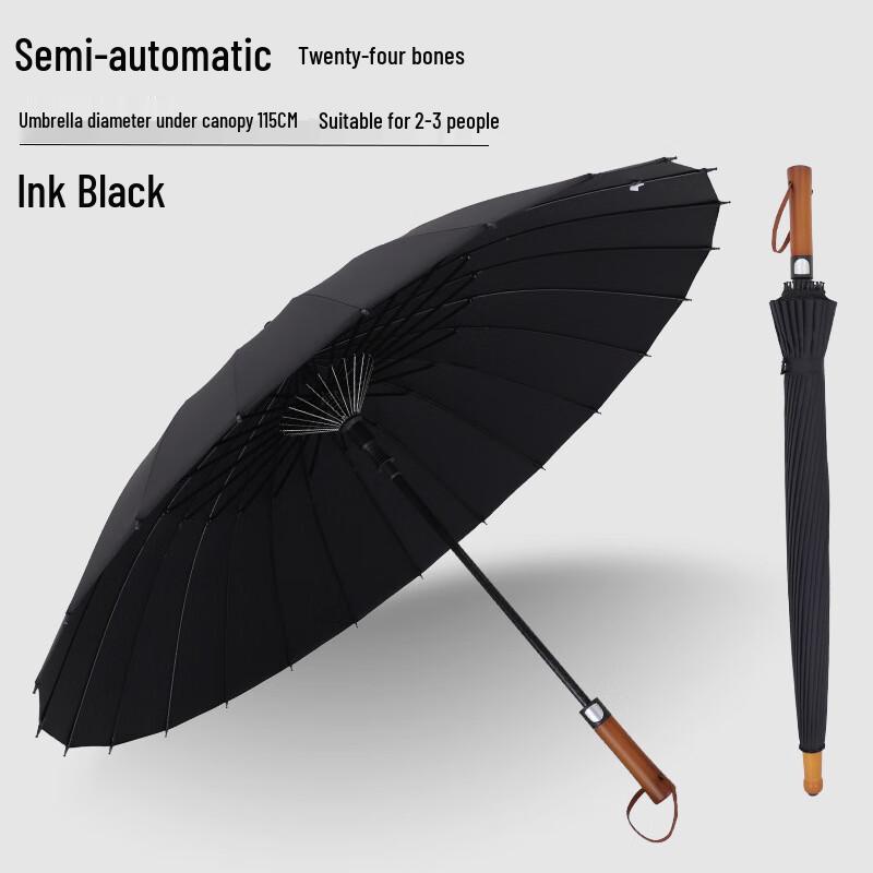 24-Rib Windproof Semi-Automatic Golf Umbrella