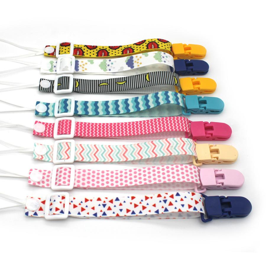 Cute Cartoon Baby Pacifier Clips Chain Ribbon Dummy Soother Holder Chains Adjustable Buckle Strap for Pacifier Baby Feeding Gift