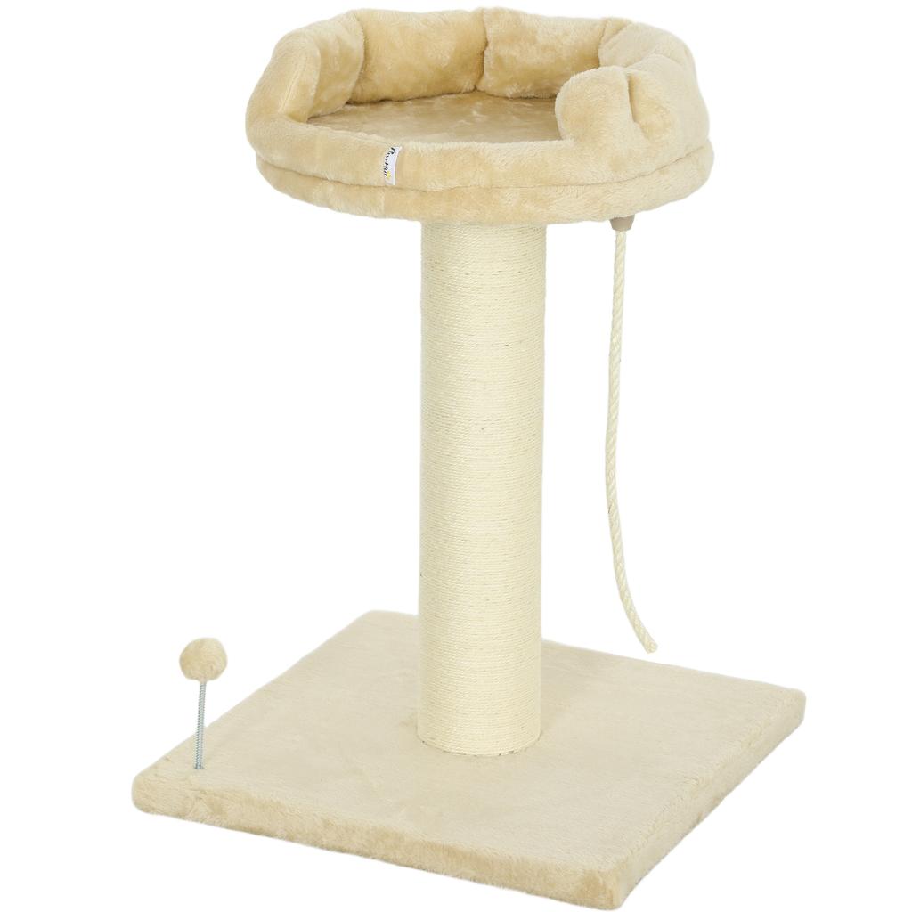 Cat Tree with Plush Ball and Sisal Pole, 55x55x83cm Beige