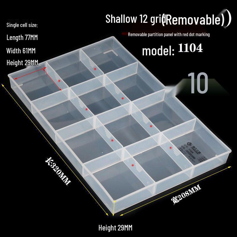 Thickened Nine-Grid Storage Box: Large Capacity, Impact & Corrosion Resistant, Open Compartment Design.