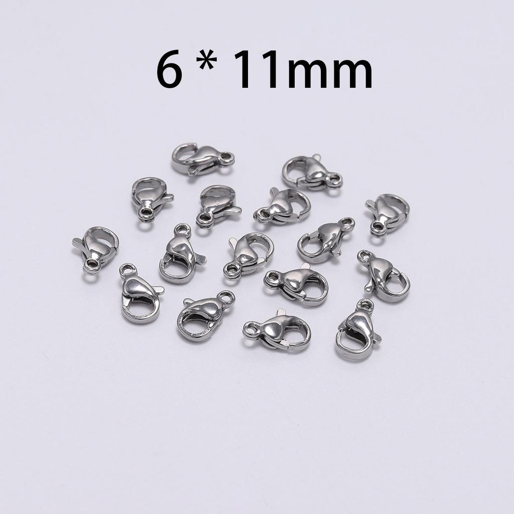 30pcs/lot 9 10 11 12 13 15mm Stainless Steel Lobster Clasp Hooks For DIY Necklace Bracelet Chain Fashion Jewelry Making Findings