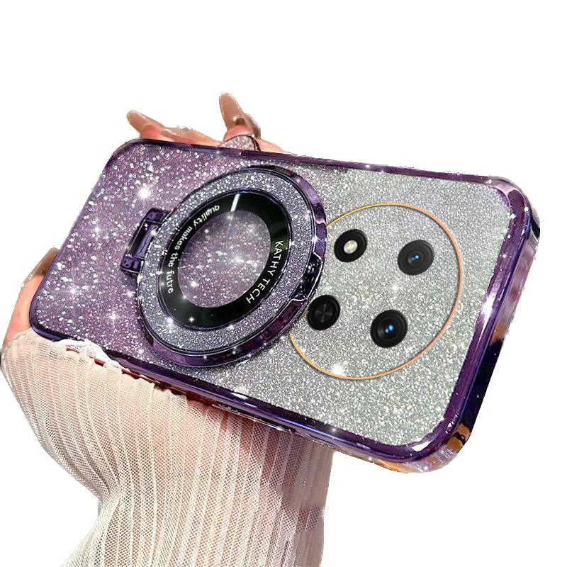 Luxury Plating For Honor Magic 7 Lite Pro 5G X9C Magnetic Holder Glitter Diamond Case For Honor X9C Magic Pro Lite 7 5g Cover