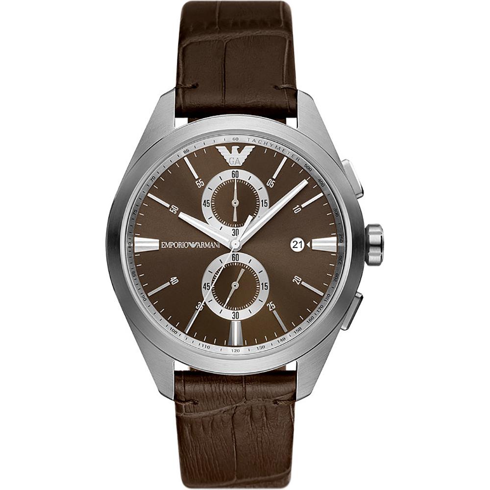 Emporio Armani Claudio Brown Leather Men s Quartz Chronograph Watch AR11482 коричневый