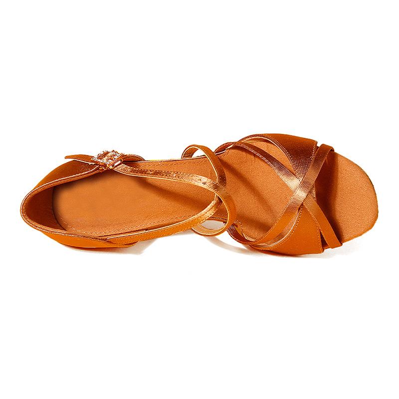 Women Latin Dance Shoes Satin/Leather Sandal Ladies Ballroom Party Dancing Shoes Soft Sole