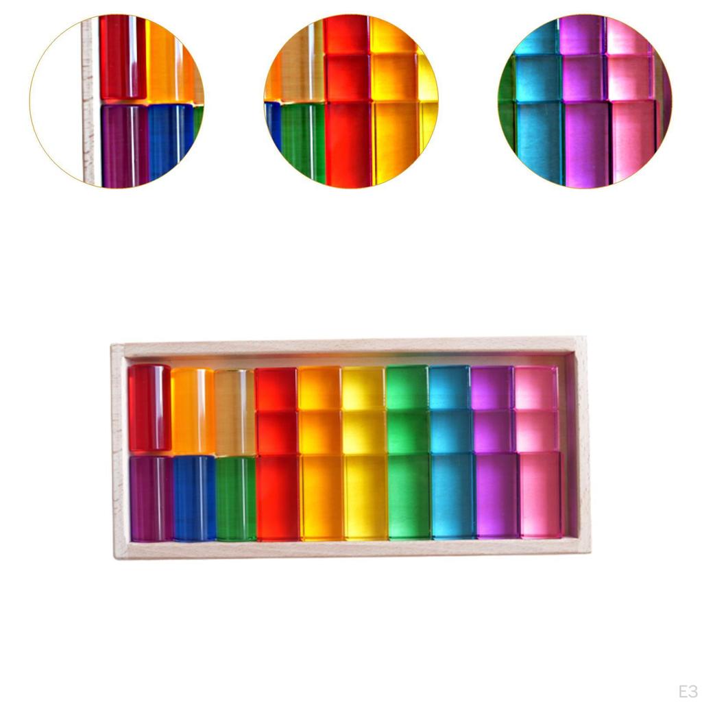 Acrylic Cubes Stacking Toy,Rainbow Cubes,Ideal Gift Rainbow Building Blocks Set