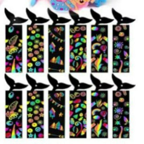 Creative DIY Animal Scratch Painting Bookmarks for Kids - Christmas & Halloween Graffiti Design