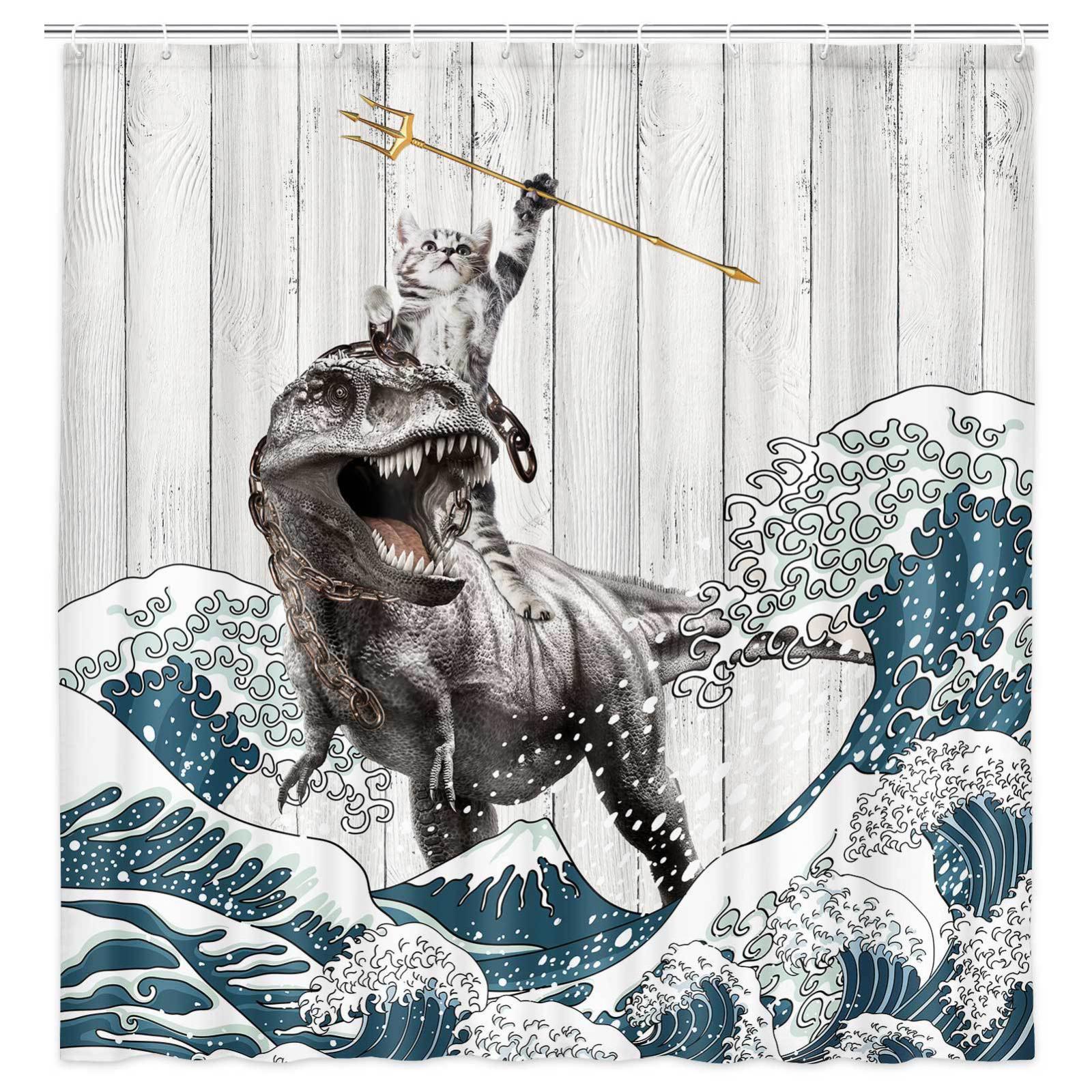 

Bathroom Curtain With Playful Design Digital-Printed Polyester Shower Screen One Size белый