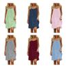 Women's Backless Cami Dress Solid Sleeveless Mini Dress Above Knee A-Line Skirt Soft Breathable Fabric Summer Beach Casual Travel Dress