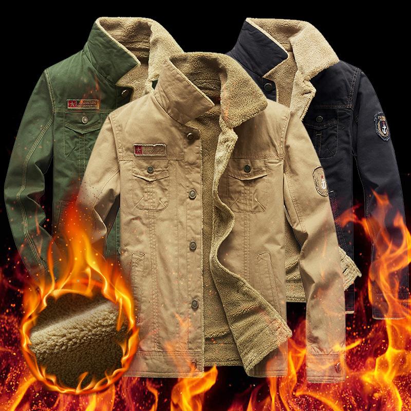 New Winter Men's Jacket with Velvet and Thickening for Cold Protection and Warmth, Casual Washed Men's Clothing