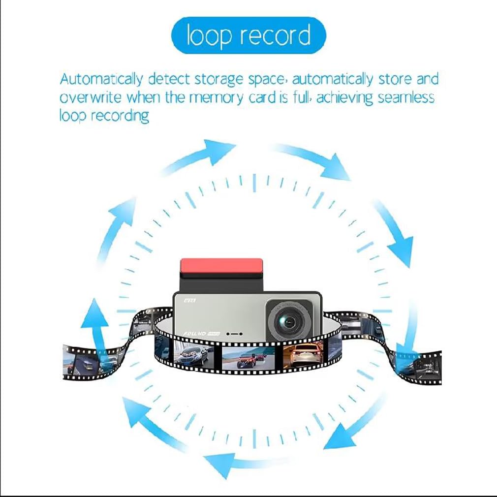 3-channel Wifi dash cam for car, front and rear internal 1080P car DVR, Super