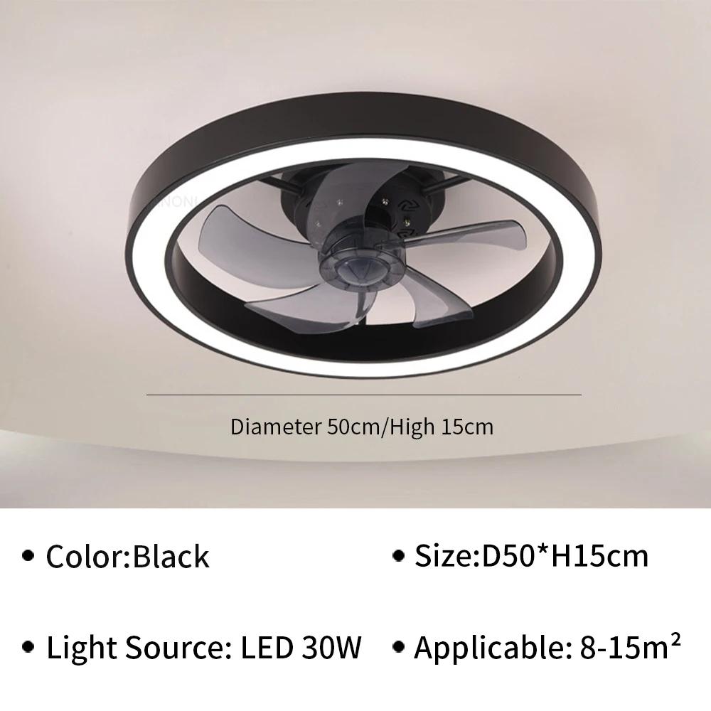 

Современный потолочный вентилятор, светодиодный светильник для дома, гостиной, спальни, потолочный светильник с дистанционным управлением, приложение, регулируемый вентилятор с 6 скоростями, вентилятор, светильник 85-260 В Stepless Dimming(RC)&110V чёрный