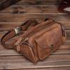Nuova Borsa a Vita Grande Capacità in Pelle Retro Crazy Horse, Borsa da Petto in Vera Pelle, Borsa a Tracolla Casual da Esterno Multi Scomparto in Pelle di Mucca