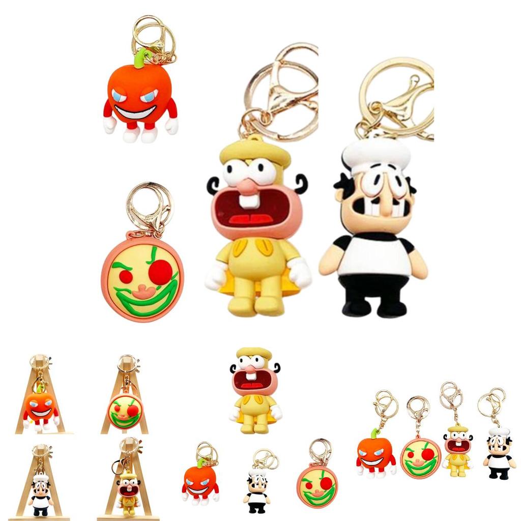 Pizza Tower Keychain Durable Plastic Pepper Pizza And Chef Pendant