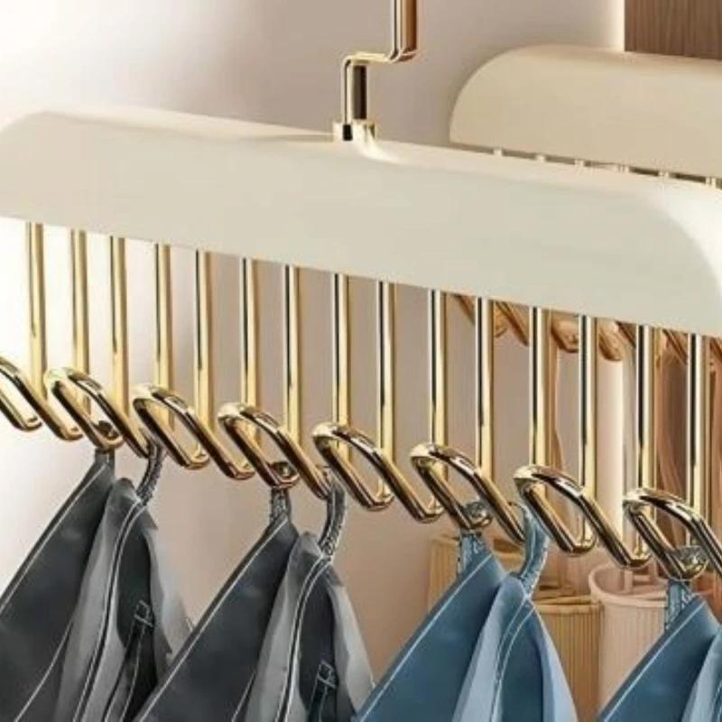Wooden Sling Hanger Organizer with Multiple Hooks for Underwear Bras Vests Space-Saving Durable Storage Rack Hangers for Clothes