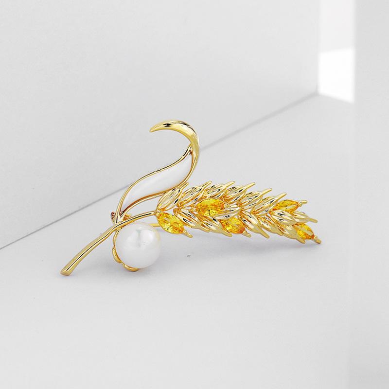 

Японская и корейская брошь в виде колоска пшеницы с жемчугом, женский дизайн, элегантный аксессуар-брошь, изысканная брошь для костюма, корсаж для костюма