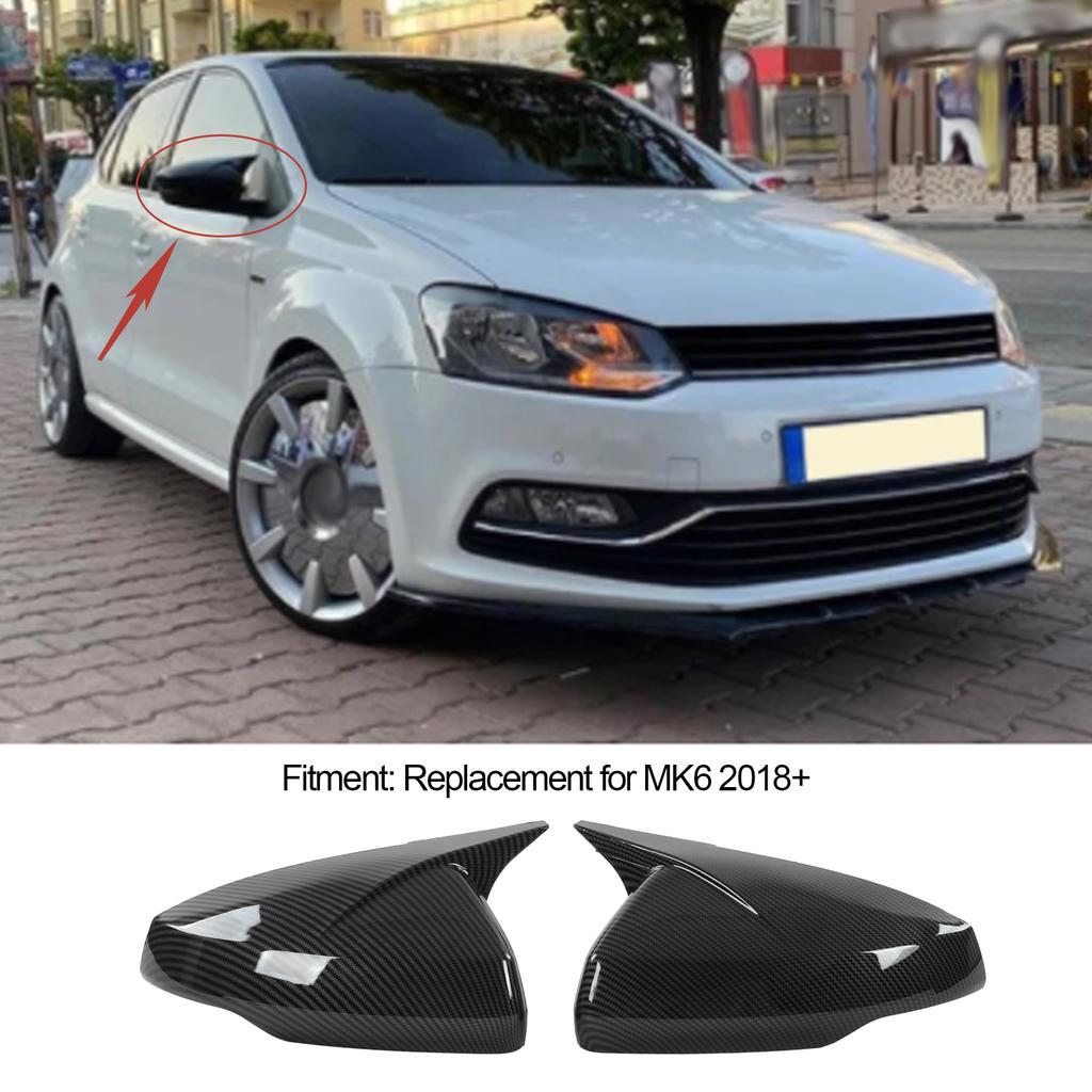 Pair Rr View Mirror Protective Covers Left Right Snap In Replacement for MK6 2018+(Glossy Black )