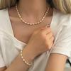 French Rice Bead Baroque Pearl Necklace, Unique Elegance Temperament, Retro Niche Unique Neck Chain, Sweater Chain