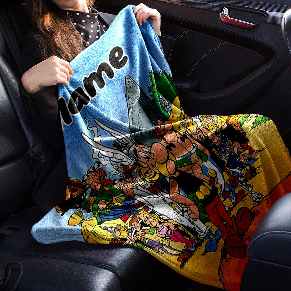 Personalisierbare Decke mit Namen und Persönlichkeit Asterix, Weich & Warm, für Sofa, Büro, Bett, Reise, Mittagspause, Geschenk, Geeignet für alle Jahreszeiten