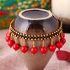Handmade Braided Anklets Bracelet Sandals Brides Shoes Barefoot Beach Vintage Tassel Red Beads Anklets For Women Yoga Jewelry