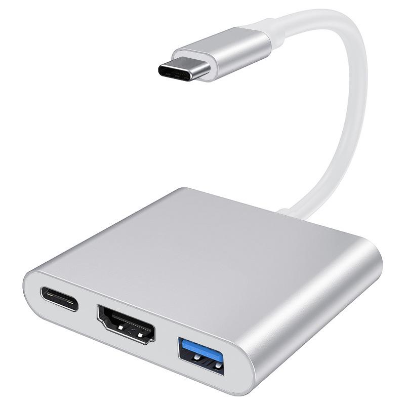 USB-C to HDMI 3-in-1 Dock for Screen Mirroring: Compatible with Apple, Huawei, Laptops