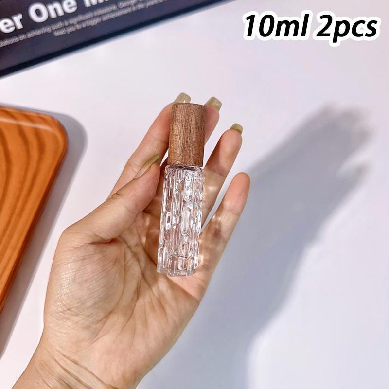 10Ml Wooden Cap Spray Bottle Clear Glass Spray Bottle Perfume Sample Vials Portable Refillable Cosmetic Empty Atomizer Gold Cap