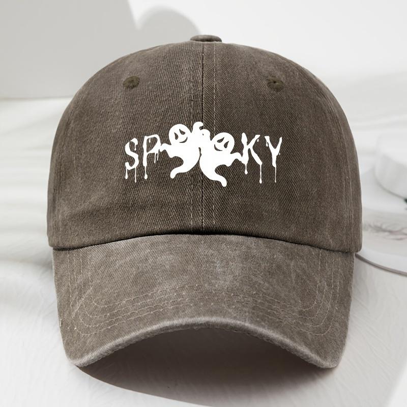 Unisex SPKY Halloween Black Humor Print Soft Top Baseball Cap Adjustable Outdoor Sports Hat