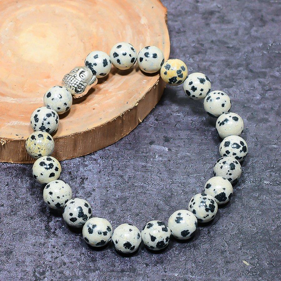 Natural Dalmation Jasper Gemstone Handmade Cuff Adjustable ETC-9745