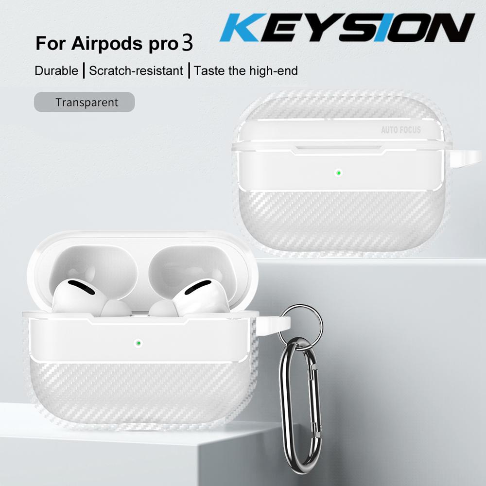 KEYSION Shockproof Case for AirPods Pro 3 Carbon Fiber Texture Soft TPU Silicone Bluetooth Earphone Cover for AirPods Pro 3 2025
