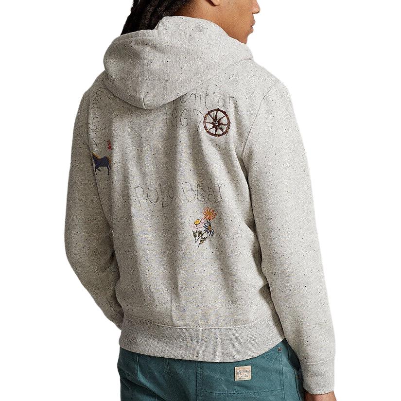 Polo Ralph Lauren Bear Print Hooded Loose Sweatshirt Men sweatshirt Gray 710937333-001