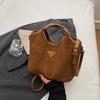 Suede bag women's autumn and winter casual matte retro messenger bag premium bucket bag
