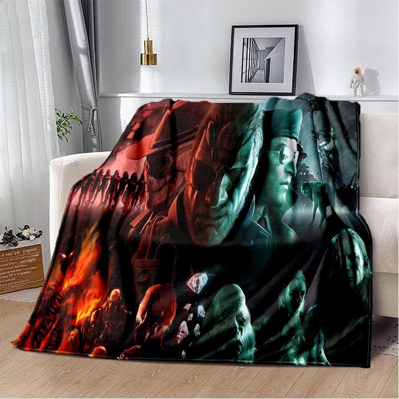 HD Metal Gear Solid Spel Gamer Tecknad 3D Filt, Mjuk Pläd för Hem Sovrum Säng Soffa Picknick Resa Täckfilt Barn