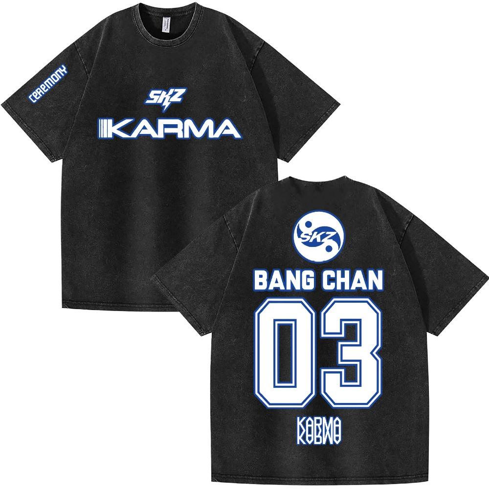 KPOP KARMA Women's T-shirt Retro Washed Short Sleeved Hip-hop Cool Women's Top Clothing